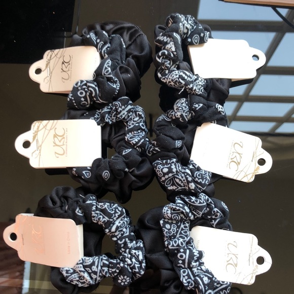 12 bandanna and plain designed black scrunchies - Picture 3 of 4